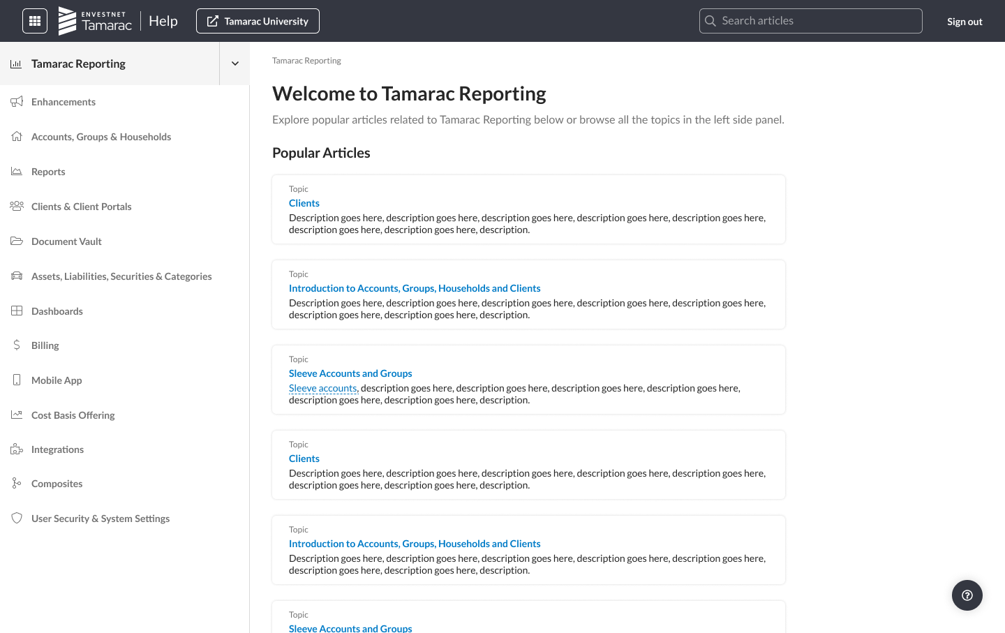 Topic index page